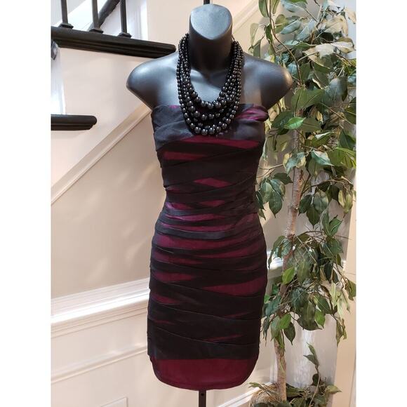 Forever 21 Strapless Dress Womens 1X Purple Black Bodycon Party Mini Plus - Picture 2 of 9